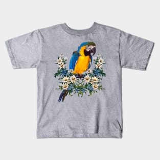 Wonderful parrot with flowers Kids T-Shirt